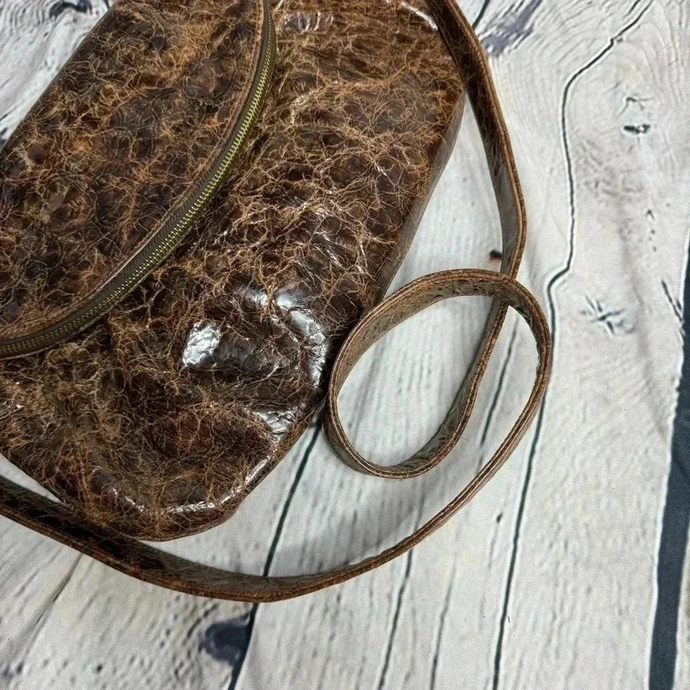 Zina Eva Brown Leather Suede Shoulder Bag - Picture 4 of 13